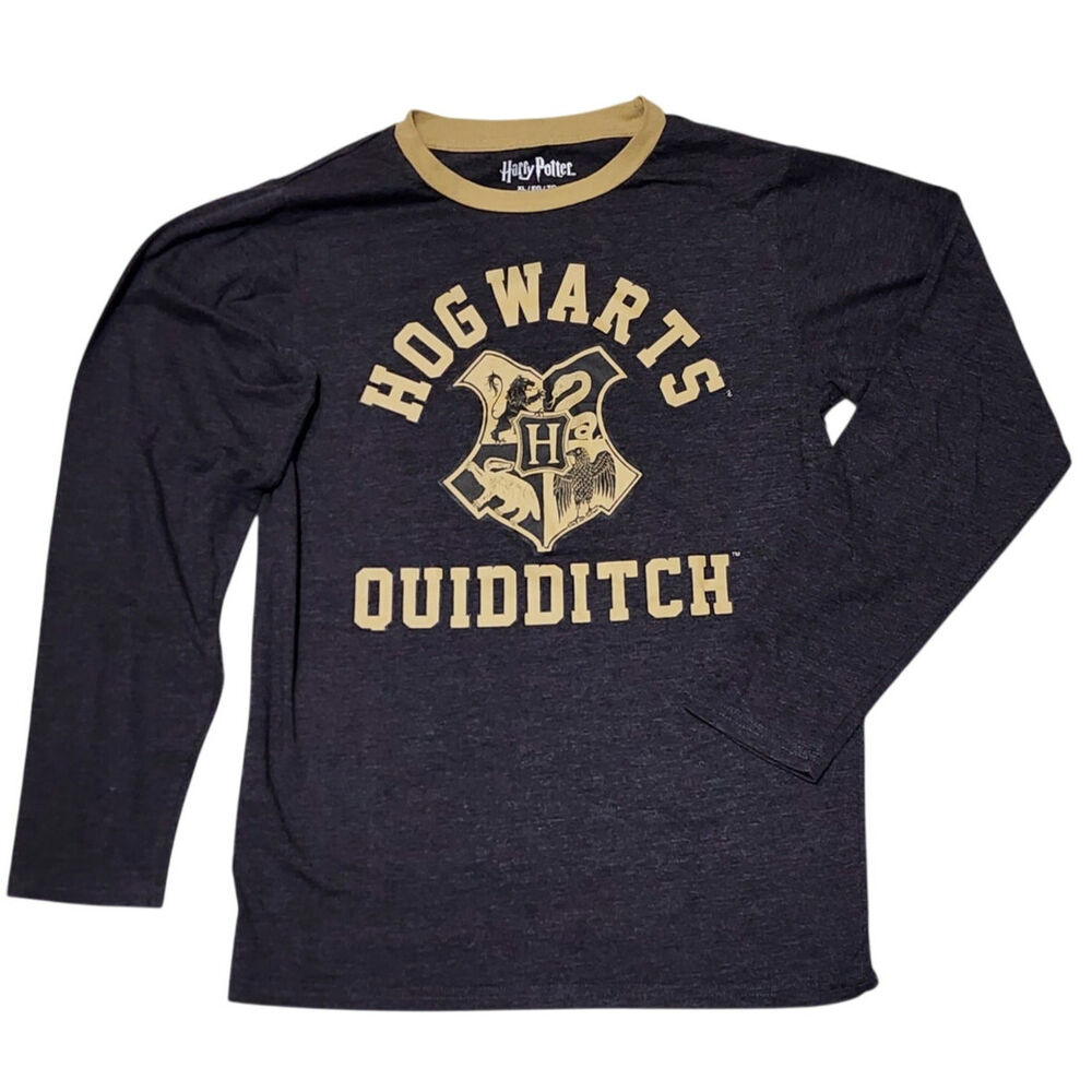 Hogwarts Quidditch Long Sleeve Crew Neck T Shirt Harry Potter Big Kids XL